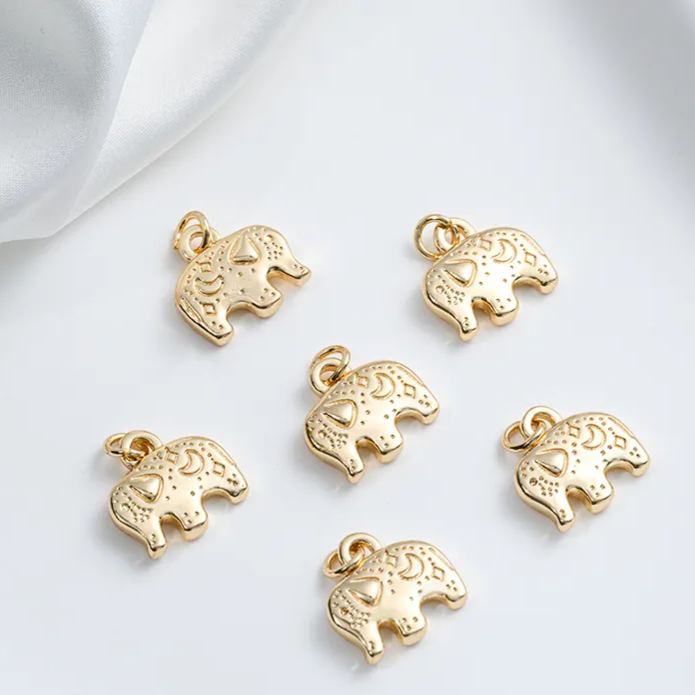Gold Plated Cute Engraved Animal Pendant Jewelry Charms for DIY