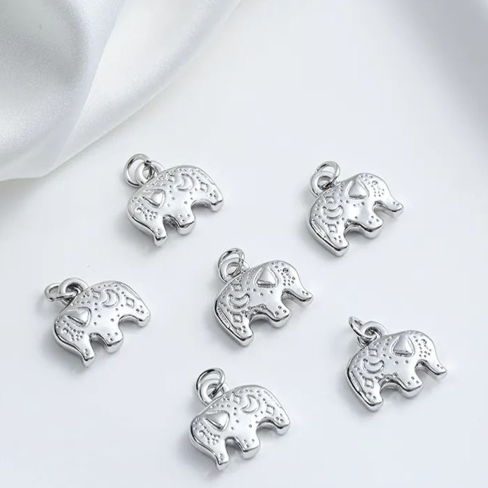 Gold Plated Cute Engraved Animal Pendant Jewelry Charms for DIY