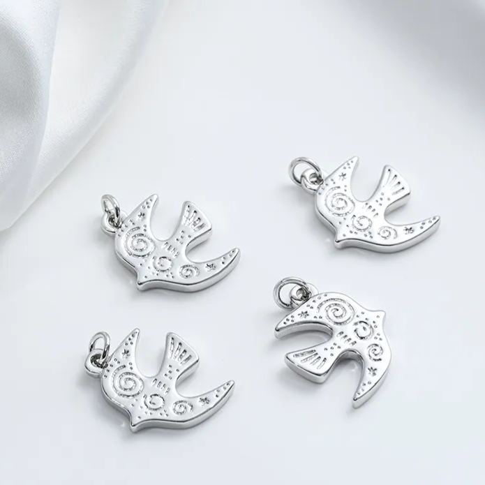 Gold Plated Cute Engraved Animal Pendant Jewelry Charms for DIY