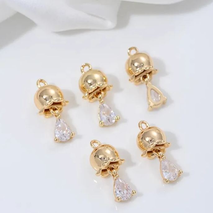 14k Gold Plated Brass Flower Lily of The Valley Pendant