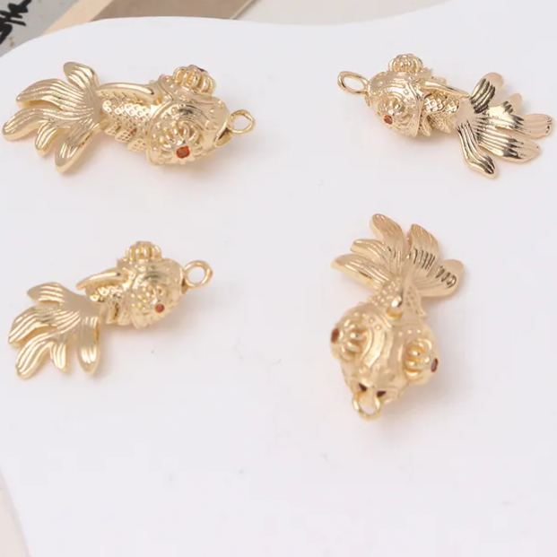 Gold Plated Silver Plated Movable Little Koi Fish Pendant Jewelry Charm