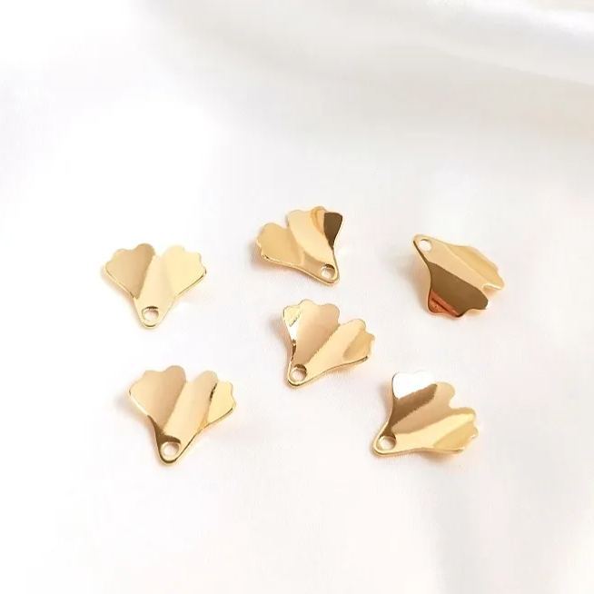 Delicate 14k Gold Plated Three-Dimensional Simulation Leaf Pendant Jewelry Charms