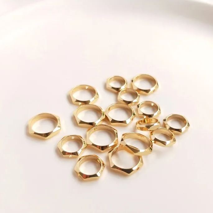 14k Gold Hexagon Ferrule Beads