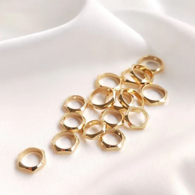 14k Gold Hexagon Ferrule Beads