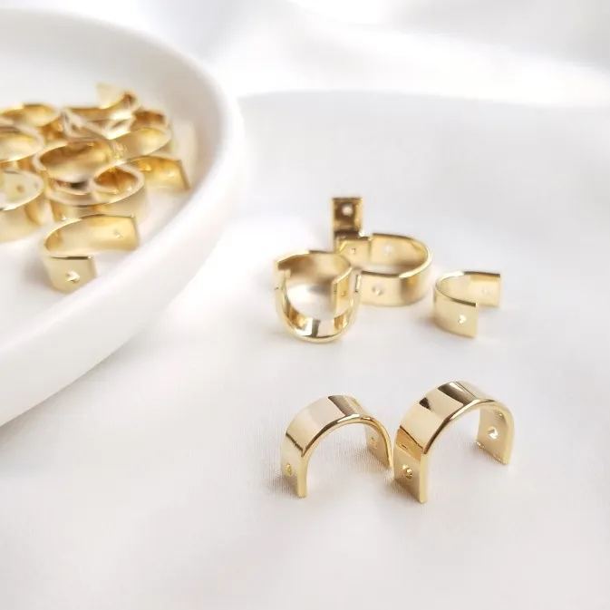 14k Gold plated Geometric Spacer Bead Ring Accessory Charms for Jewelry
