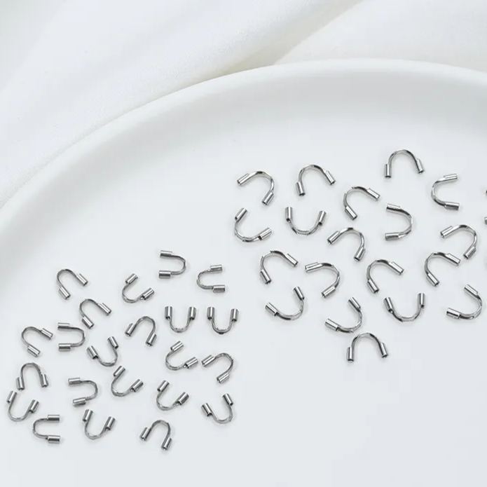 Non-fading Titanium Steel U Shape Wire Protectors Wire Guard Guardian 50PCS