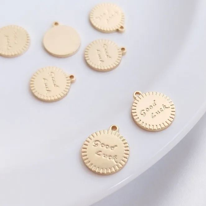 14k Gold Lettered Charm Pendant for Jewelry DIY Multiple style