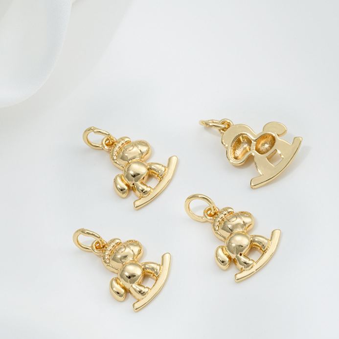Gold Plated Cute Engraved Animal Pendant Jewelry Charms for DIY