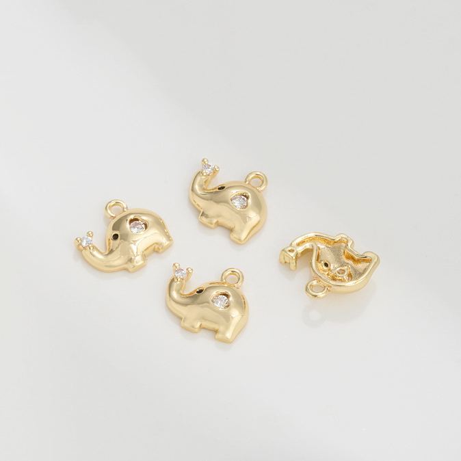 Gold Plated Cute Engraved Animal Pendant Jewelry Charms for DIY