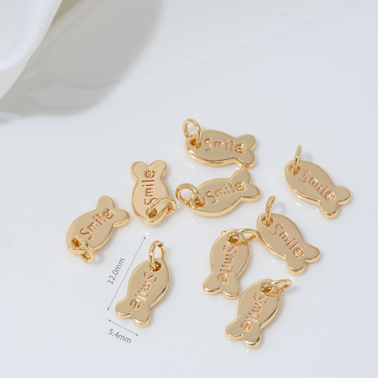 Gold Plated Cat and Fish Charms Spacer Bead Jewelry Pendant for DIY