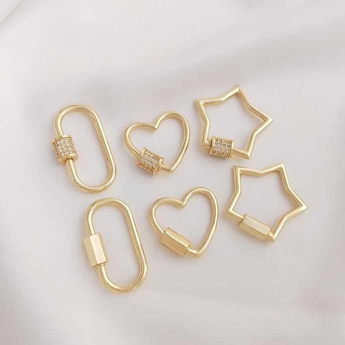 Gold Plated Brass Retractable Clasp Screw Clasp Multiple Shape DIY Jewellry Making Finding