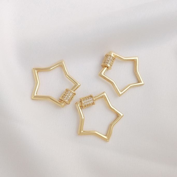 Gold Plated Brass Retractable Clasp Screw Clasp Multiple Shape DIY Jewellry Making Finding