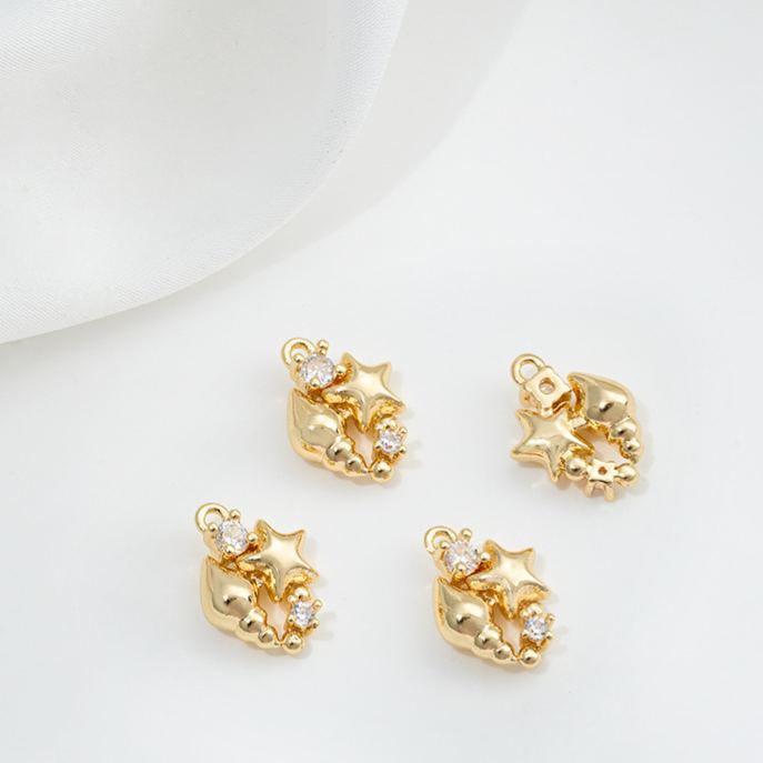 14k Gold Marine Organism Theme Charm Pendant