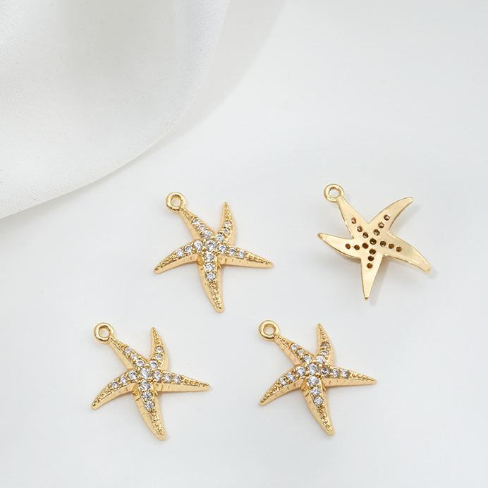 14k Gold Marine Organism Theme Charm Pendant