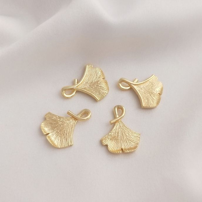 Delicate 14k Gold Plated Simulation Leaf Pendant Cute Charms for Jewelry DIY