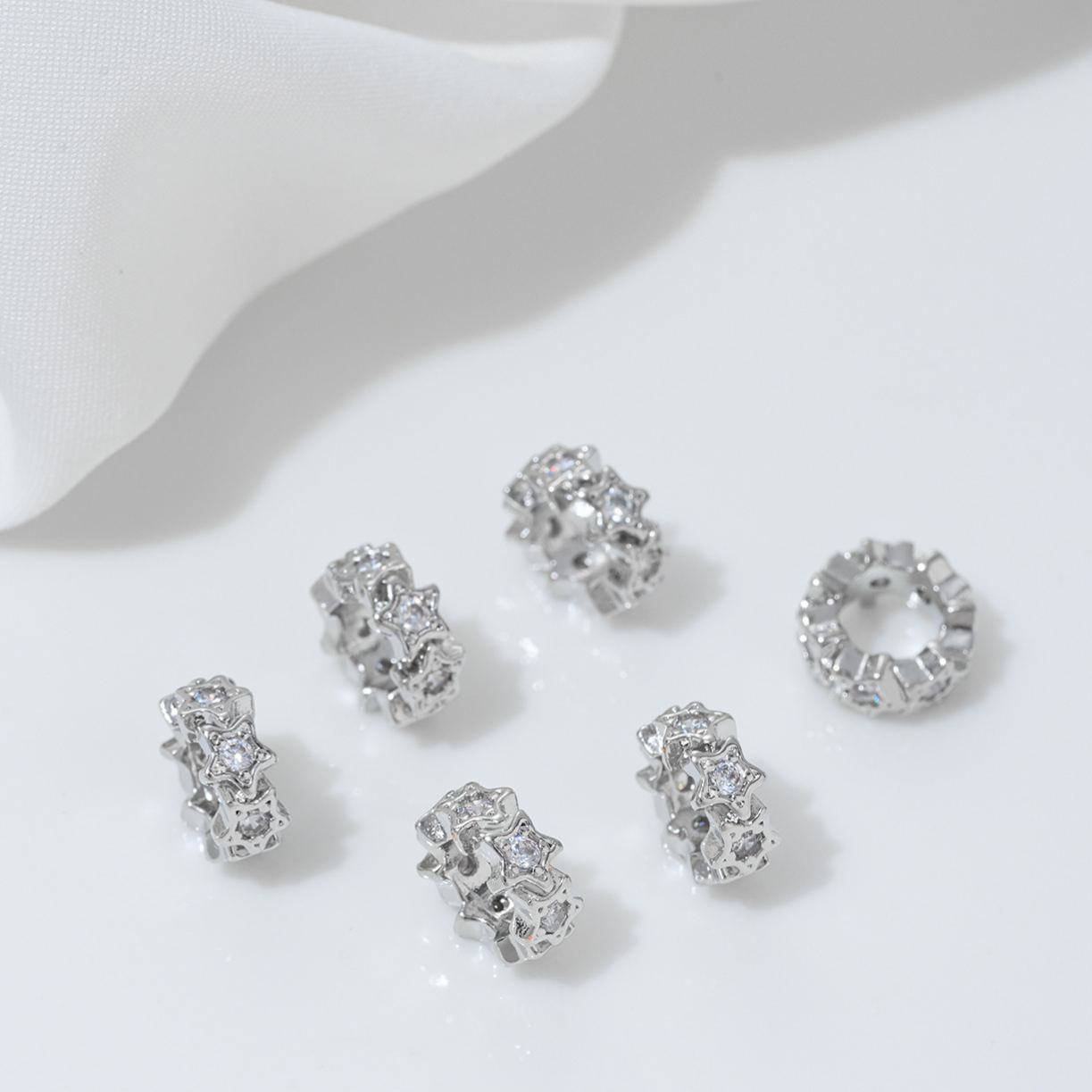 Cubic Zirconia Inlaid Gold Plated Wheel Spacer Bead Multiple Style