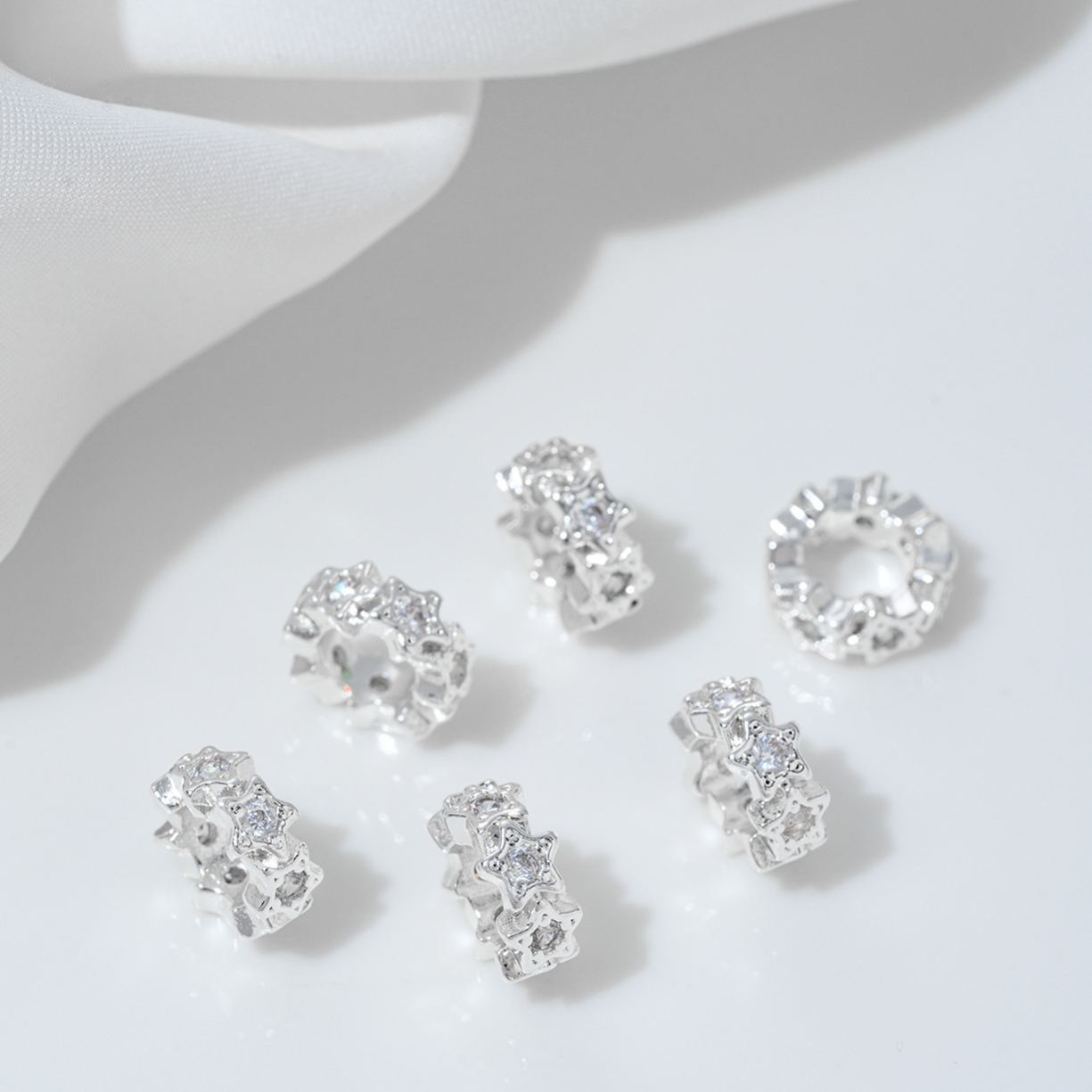 Cubic Zirconia Inlaid Gold Plated Wheel Spacer Bead Multiple Style