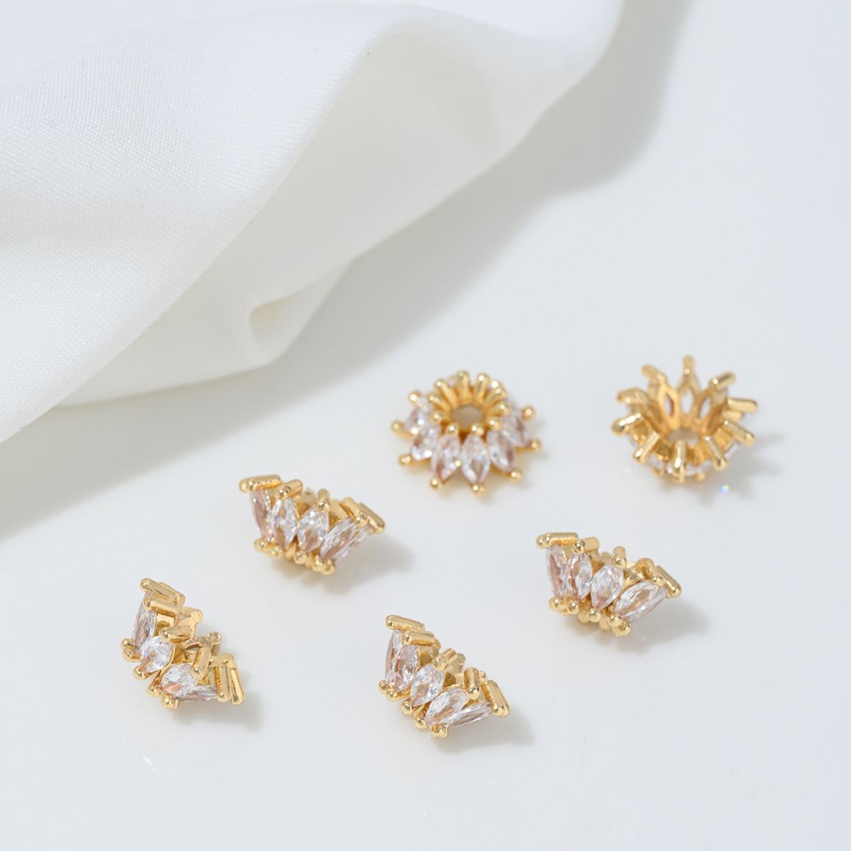 Cubic Zirconia Inlaid Gold Plated Wheel Spacer Bead Multiple Style