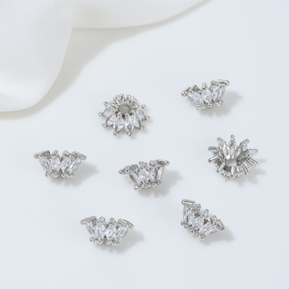 Cubic Zirconia Inlaid Gold Plated Wheel Spacer Bead Multiple Style