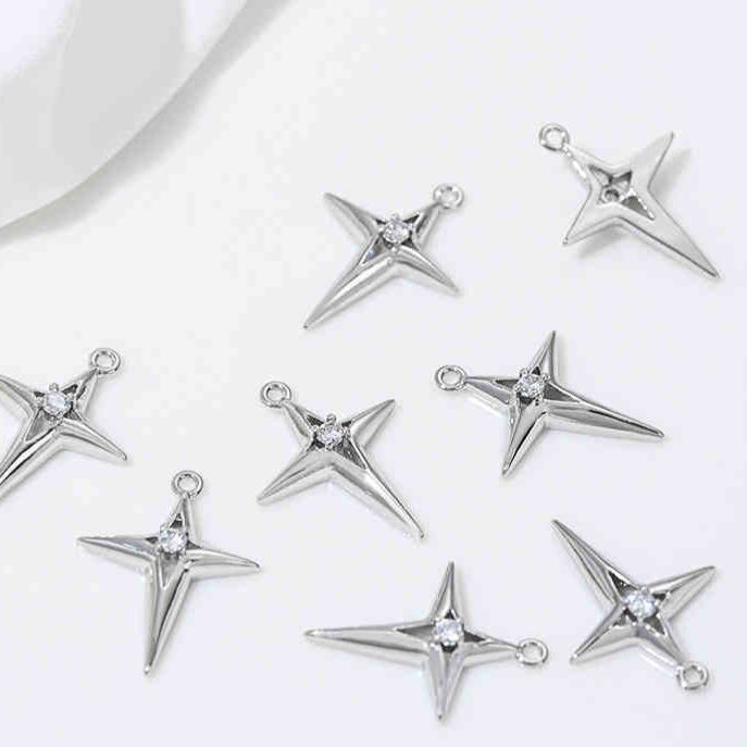 Cubic Zirconia Inlaid Star Charm Jewelry Pendant for Necklace Bracelet Earrings DIY