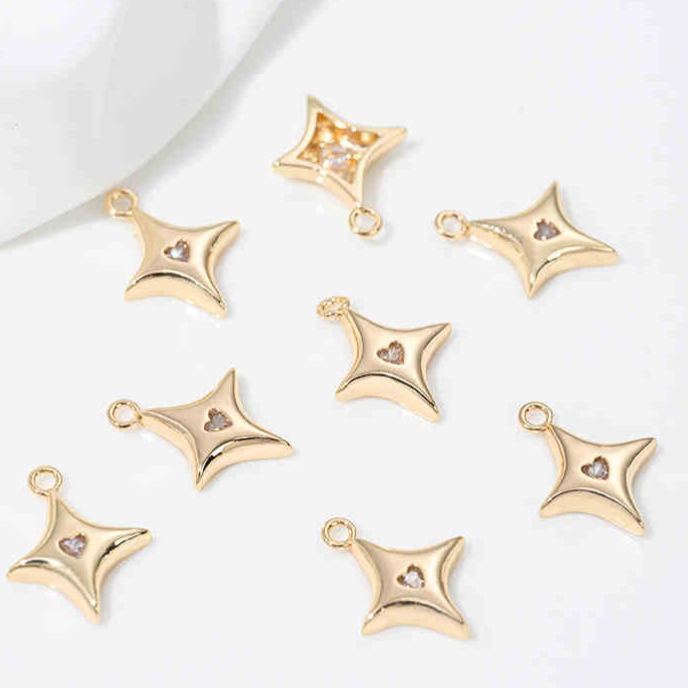 Cubic Zirconia Inlaid Star Charm Jewelry Pendant for Necklace Bracelet Earrings DIY