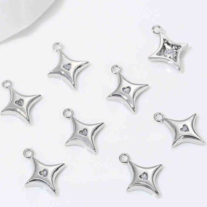 Cubic Zirconia Inlaid Star Charm Jewelry Pendant for Necklace Bracelet Earrings DIY