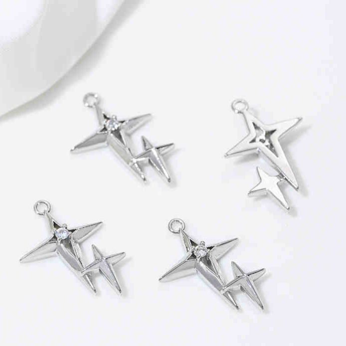 Cubic Zirconia Inlaid Star Charm Jewelry Pendant for Necklace Bracelet Earrings DIY