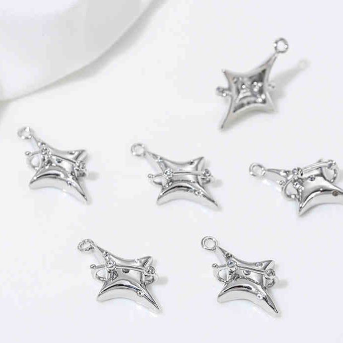 Cubic Zirconia Inlaid Star Charm Jewelry Pendant for Necklace Bracelet Earrings DIY