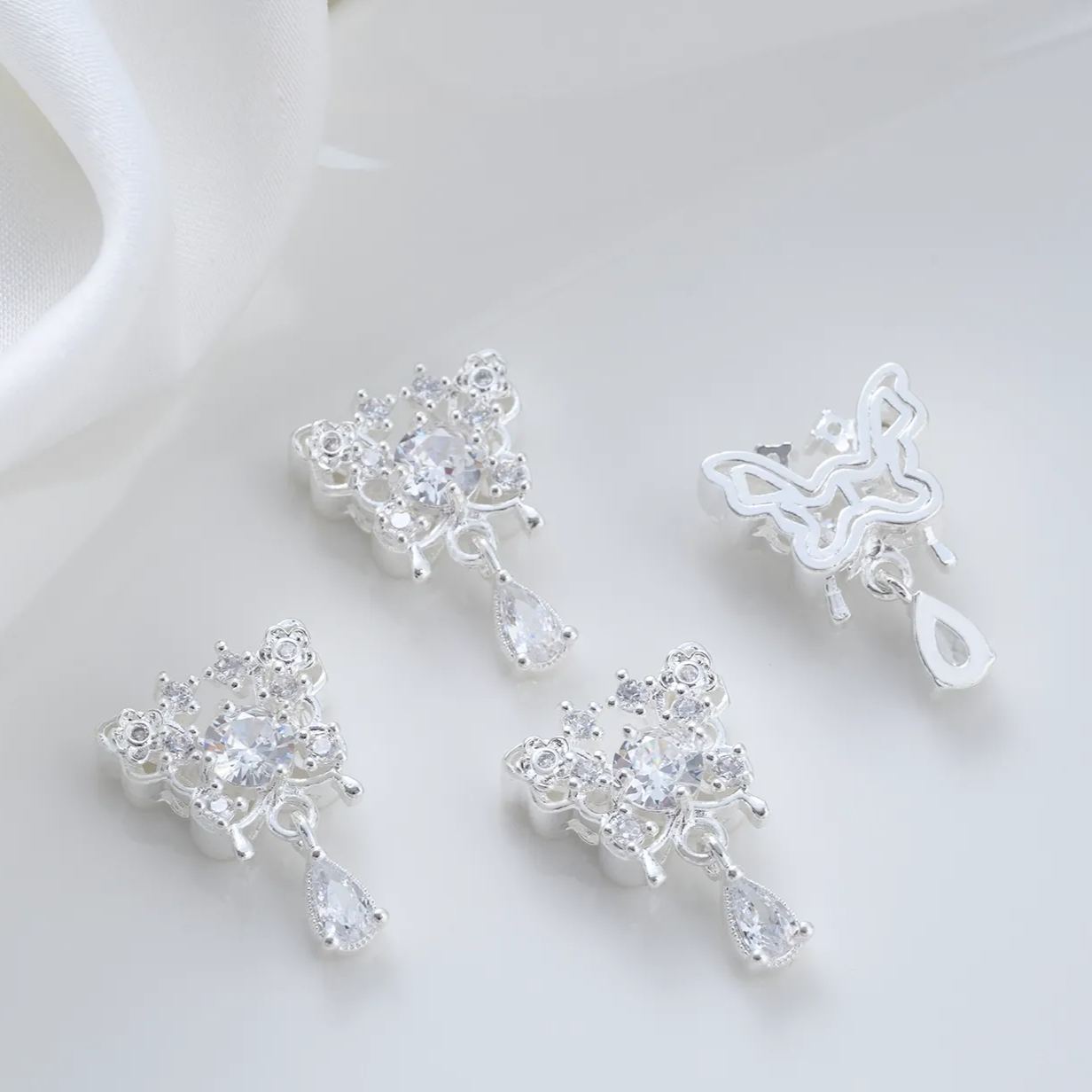 Zirconia Inlaid Gold plated Multi-Holes Spacer Bead with Charms  Moon Star Butterfly Multiple style