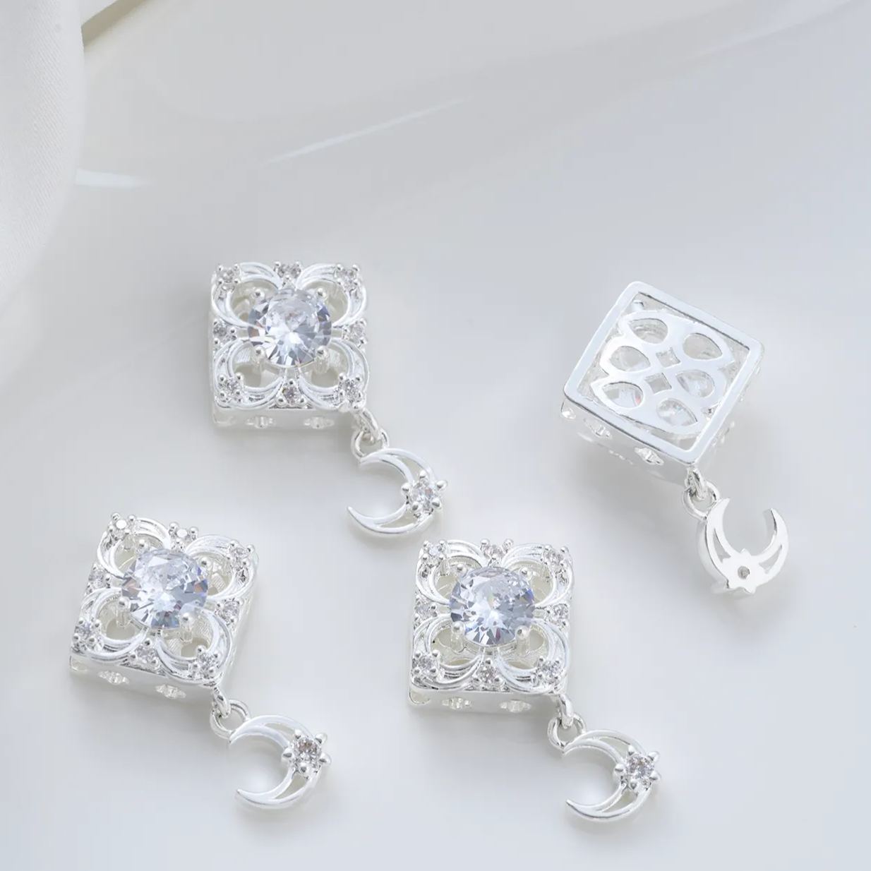 Zirconia Inlaid Gold plated Multi-Holes Spacer Bead with Charms  Moon Star Butterfly Multiple style