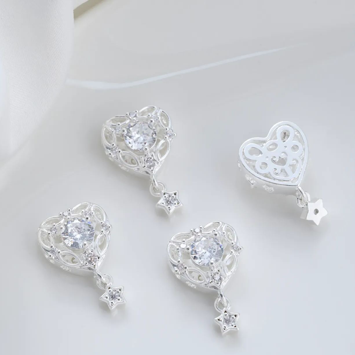 Zirconia Inlaid Gold plated Multi-Holes Spacer Bead with Charms  Moon Star Butterfly Multiple style