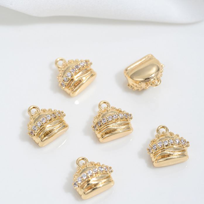 Gold Plated Cake Cookie Pendant Afternoon Tea Theme Charms for DIY
