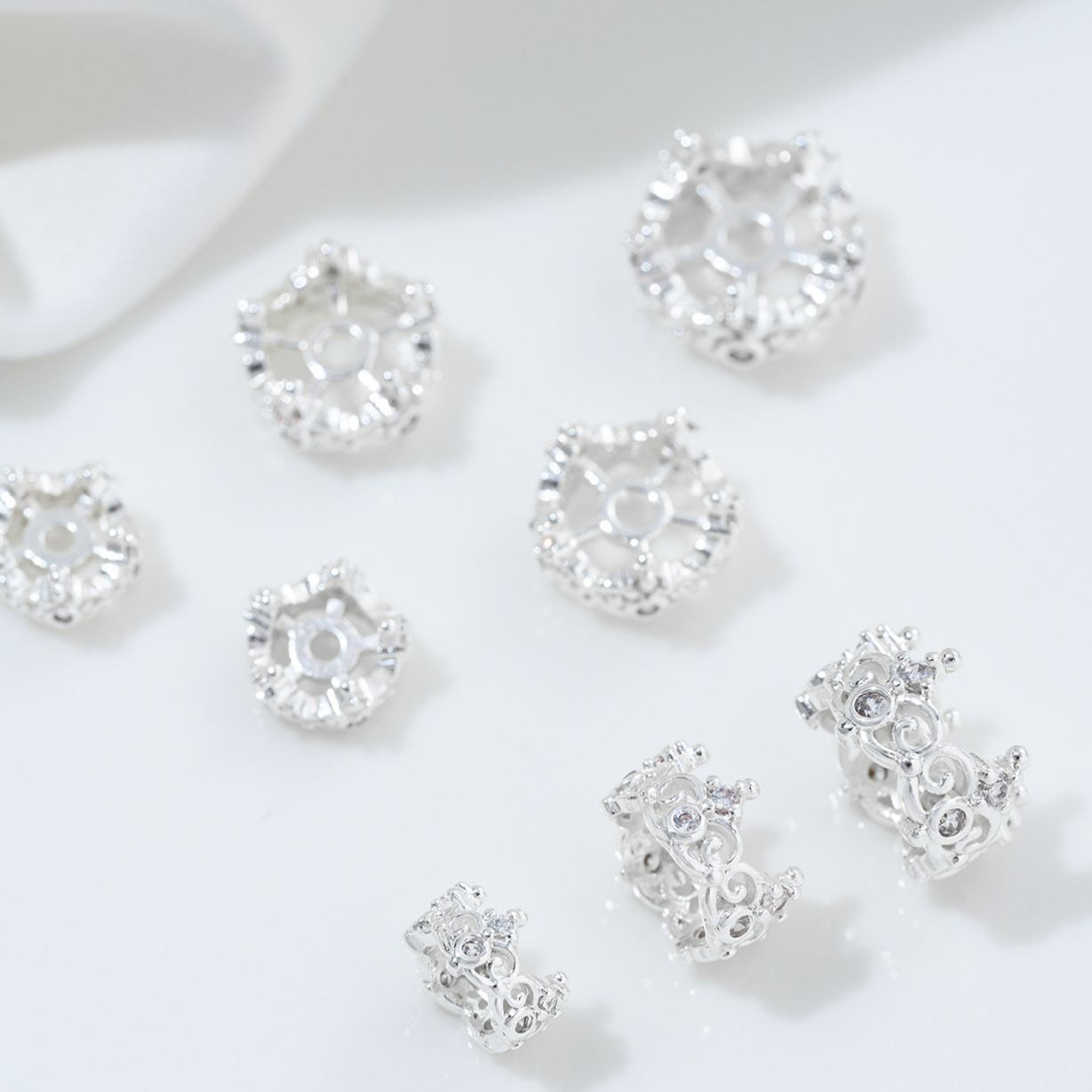 Cubic Zirconia Inlaid Gold Plated Wheel Spacer Bead Multiple Style