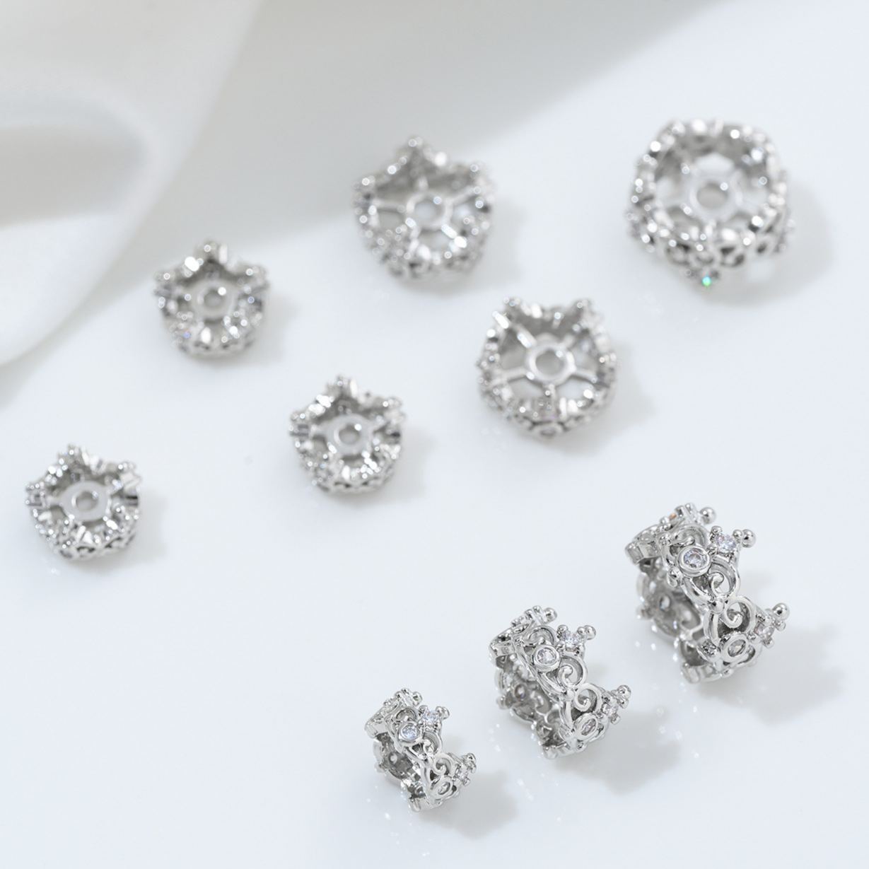 Cubic Zirconia Inlaid Gold Plated Wheel Spacer Bead Multiple Style