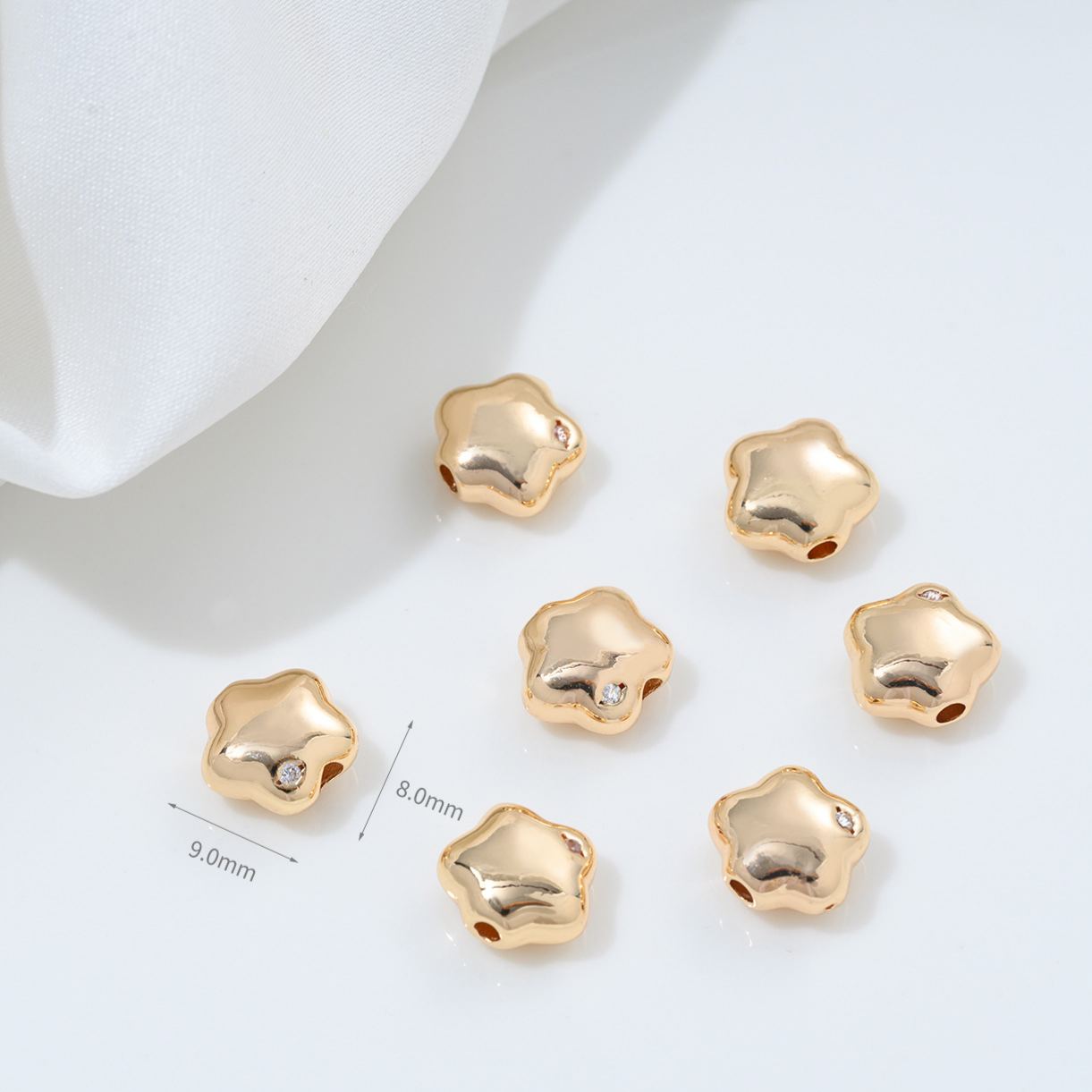 Gold Plated Heart Star Moon Spacer Beads Accessory for DIY Multiple Style