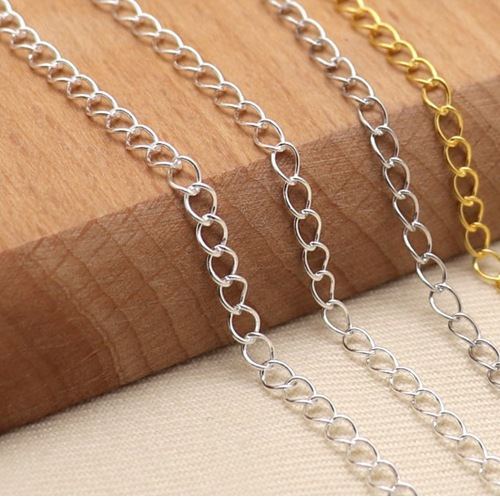 2.5mm 925 sterling silver Curb Chain Extension Chain Making 10cm Multiple Color
