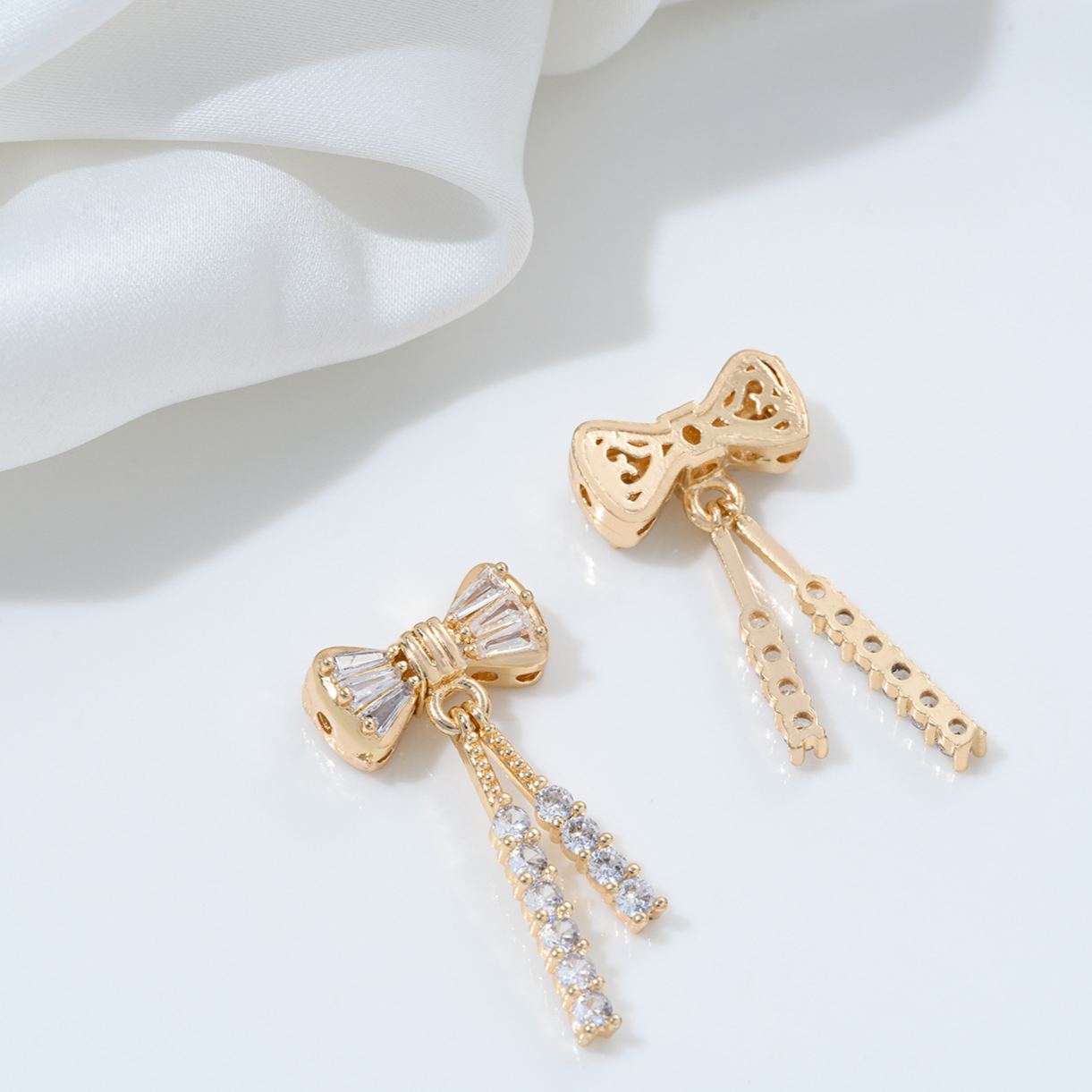 Zirconia Inlaid Gold plated Multi-Holes Spacer Bead with Charms  Moon Star Butterfly Multiple style