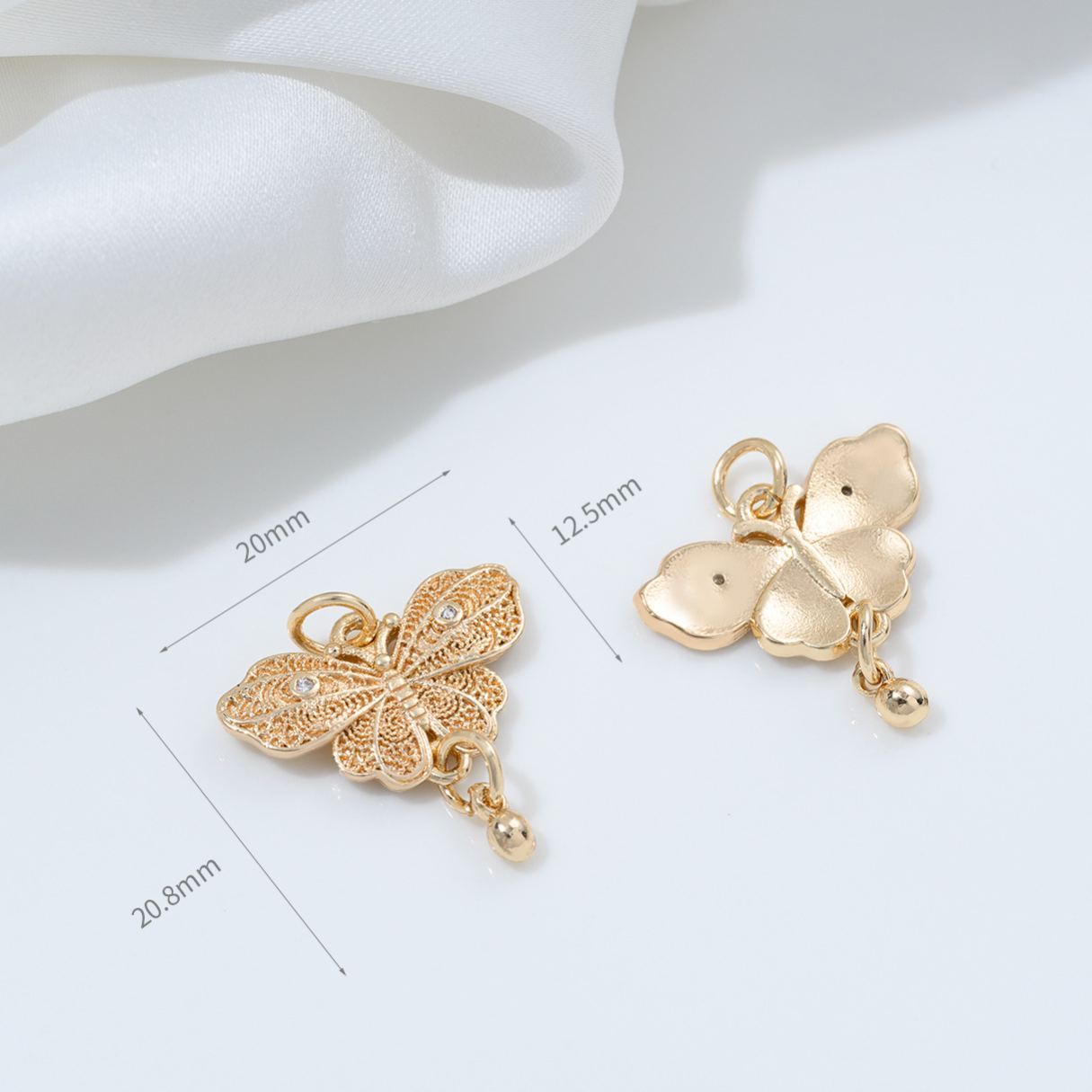 Zirconia Inlaid Butterfly and Bow Charm Pendant with Hanging Rings Multiple Style