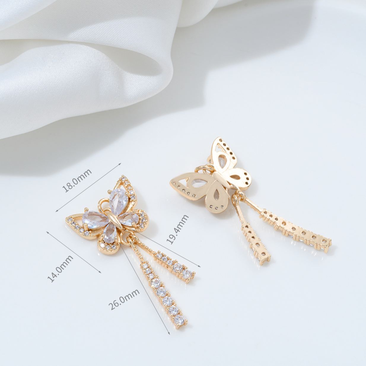 Zirconia Inlaid Butterfly and Bow Charm Pendant with Hanging Rings Multiple Style