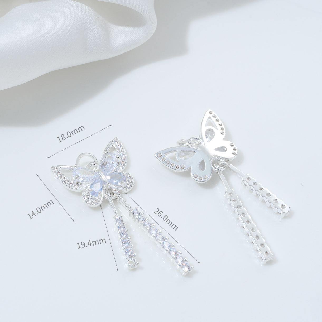 Zirconia Inlaid Butterfly and Bow Charm Pendant with Hanging Rings Multiple Style