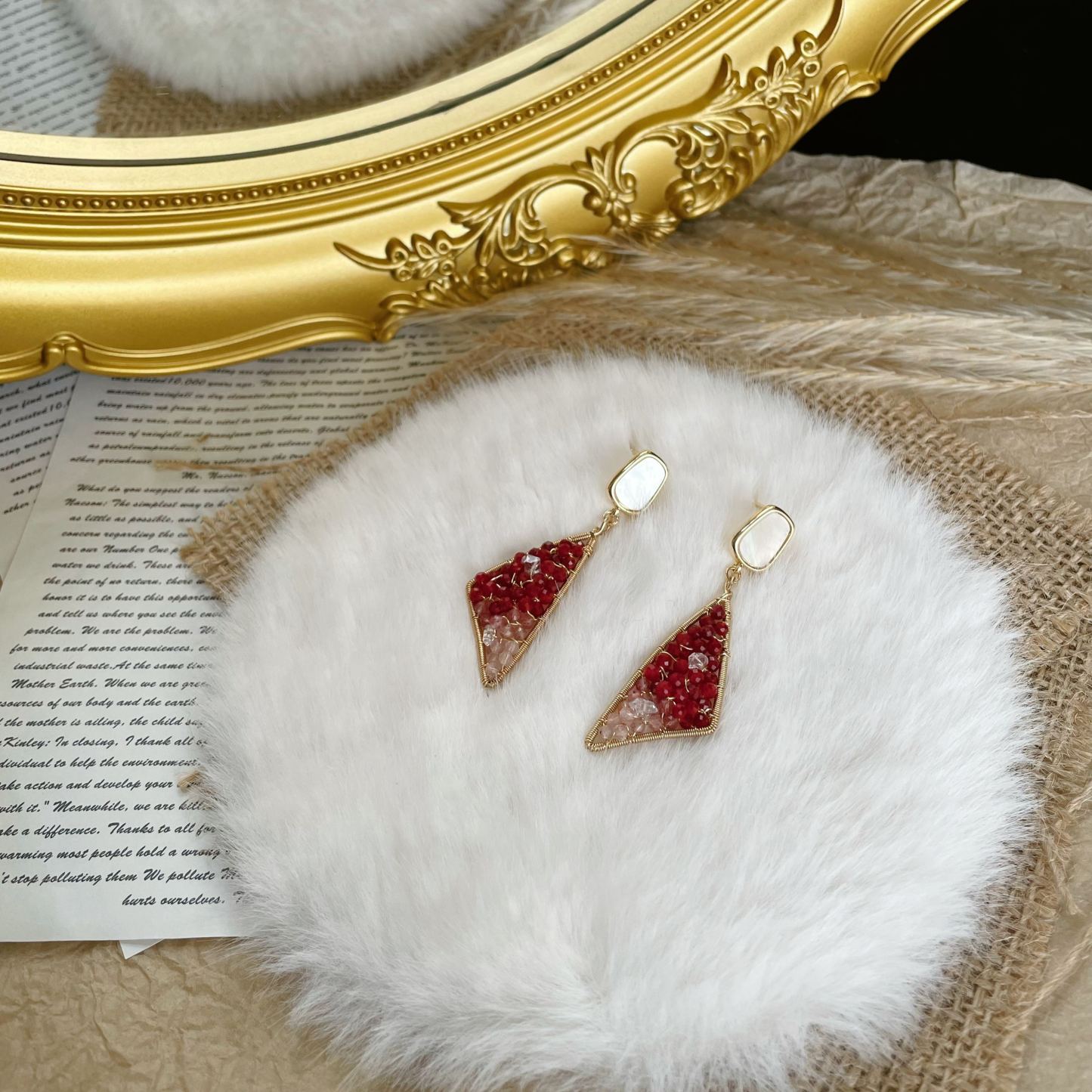 Handmade Dancer’s Dress Earrings Ruby and Strawberry Quartz Wire wrapped Elegant Red Drop Earrings