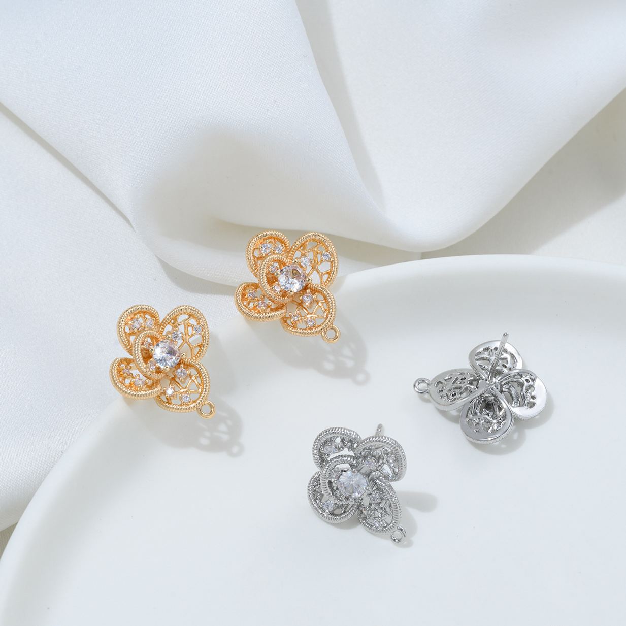 Ornamented Earrings Posts Accessory for Earrings Making