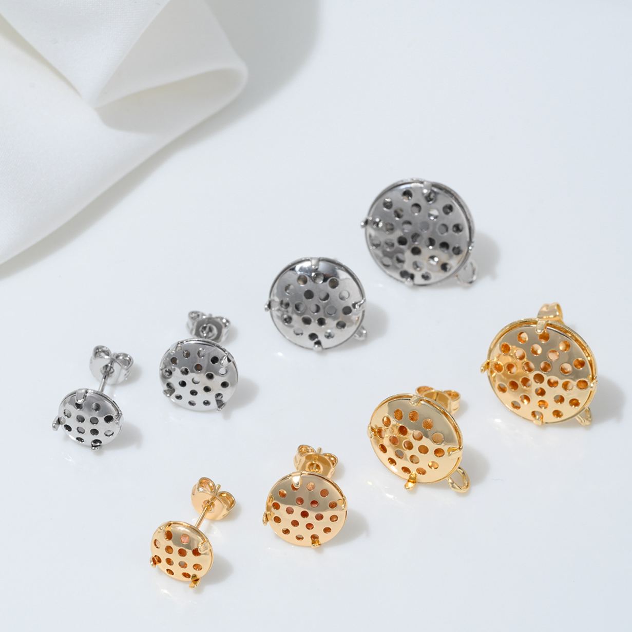 Nickel-Free Disc with Holes Ear Studs Accessory for Earrings Making