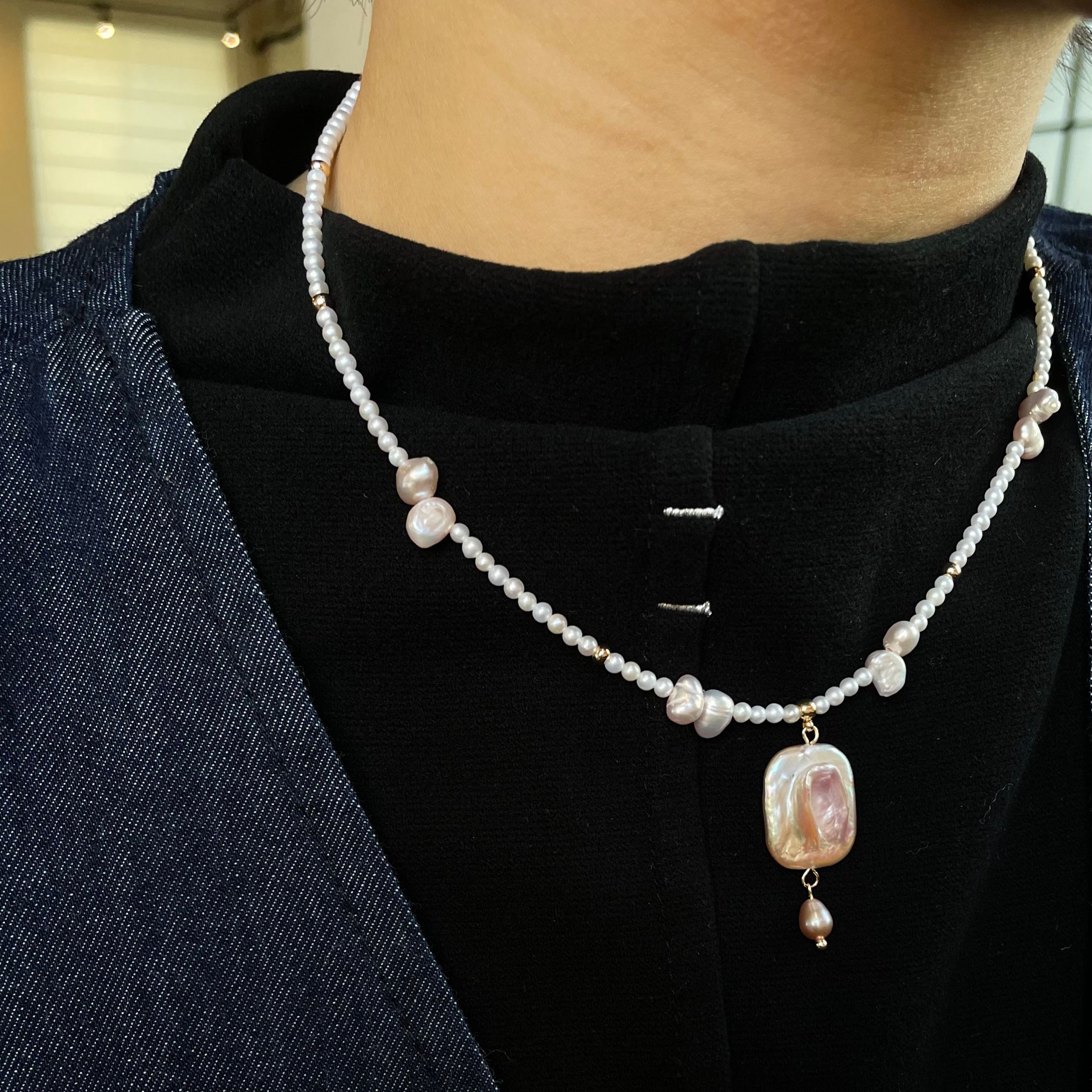 Handmade Lavender Baroque Pearl Pendant Necklace One of a Kind Pearl Jewelry