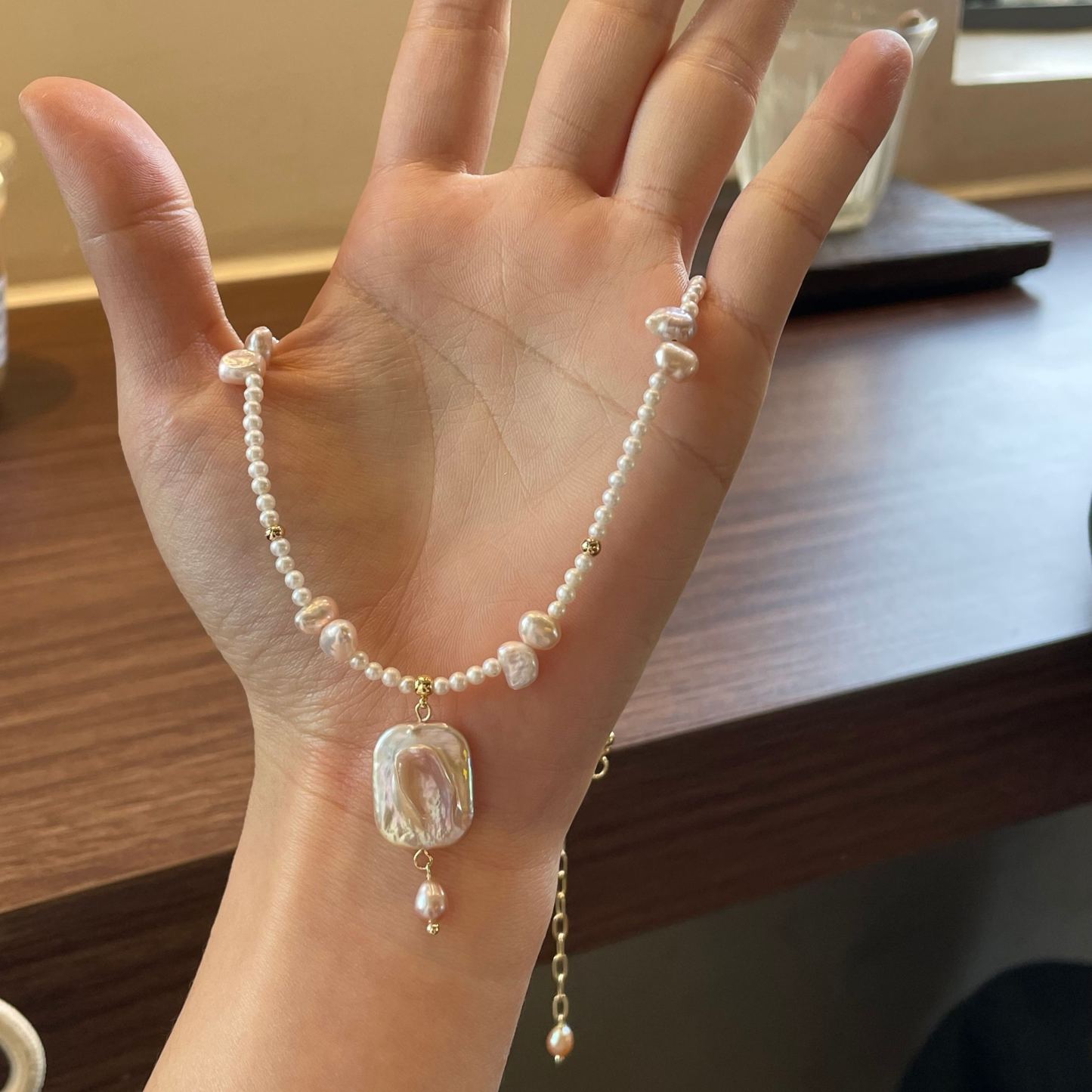 Handmade Lavender Baroque Pearl Pendant Necklace One of a Kind Pearl Jewelry