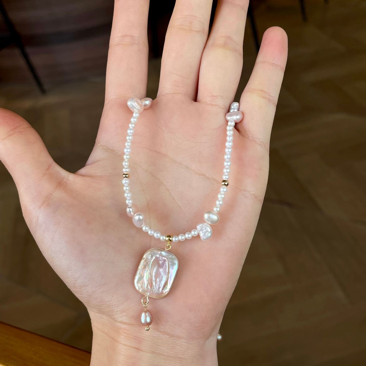 Handmade Lavender Baroque Pearl Pendant Necklace One of a Kind Pearl Jewelry