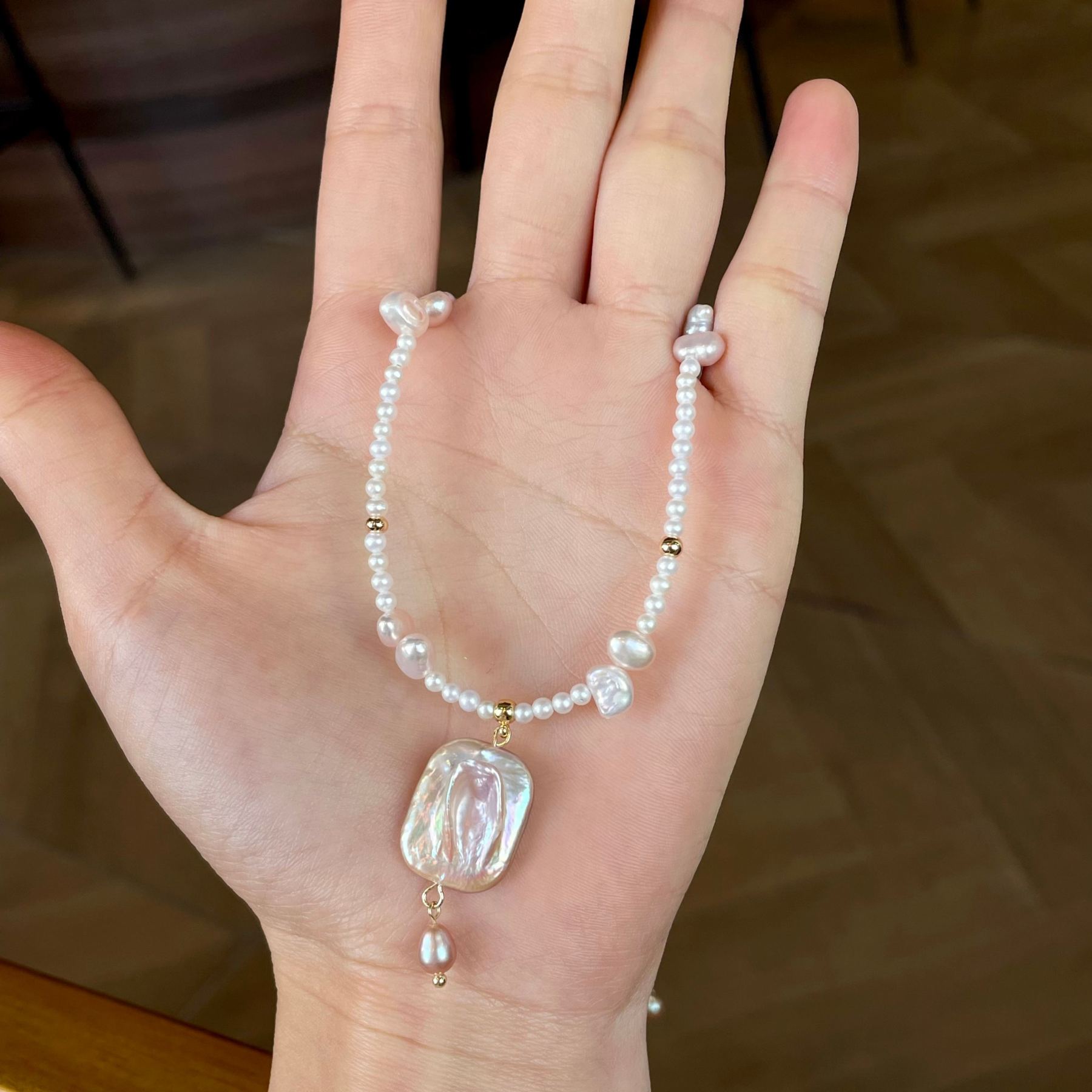 Handmade Lavender Baroque Pearl Pendant Necklace One of a Kind Pearl Jewelry