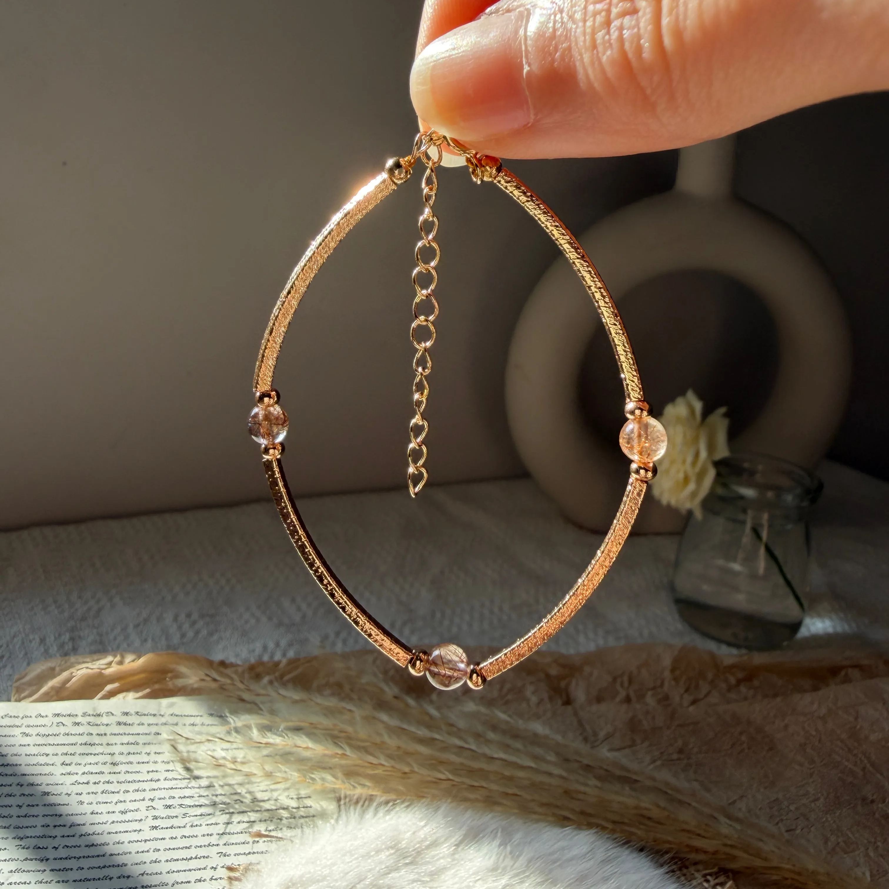 Through the Star Trails Bracelet Black Gold Super Seven Crystal Tube Bracelet