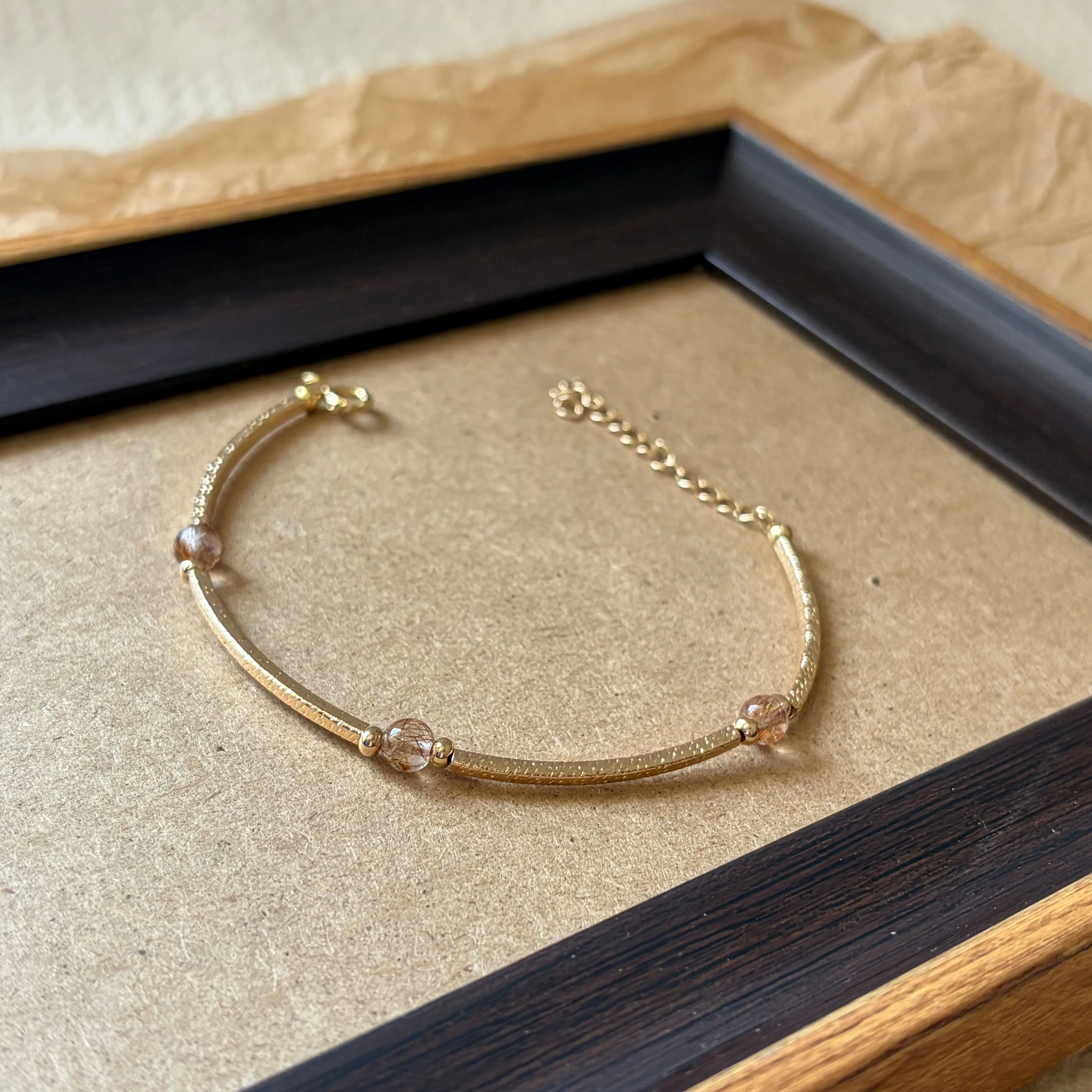 Through the Star Trails Bracelet Black Gold Super Seven Crystal Tube Bracelet