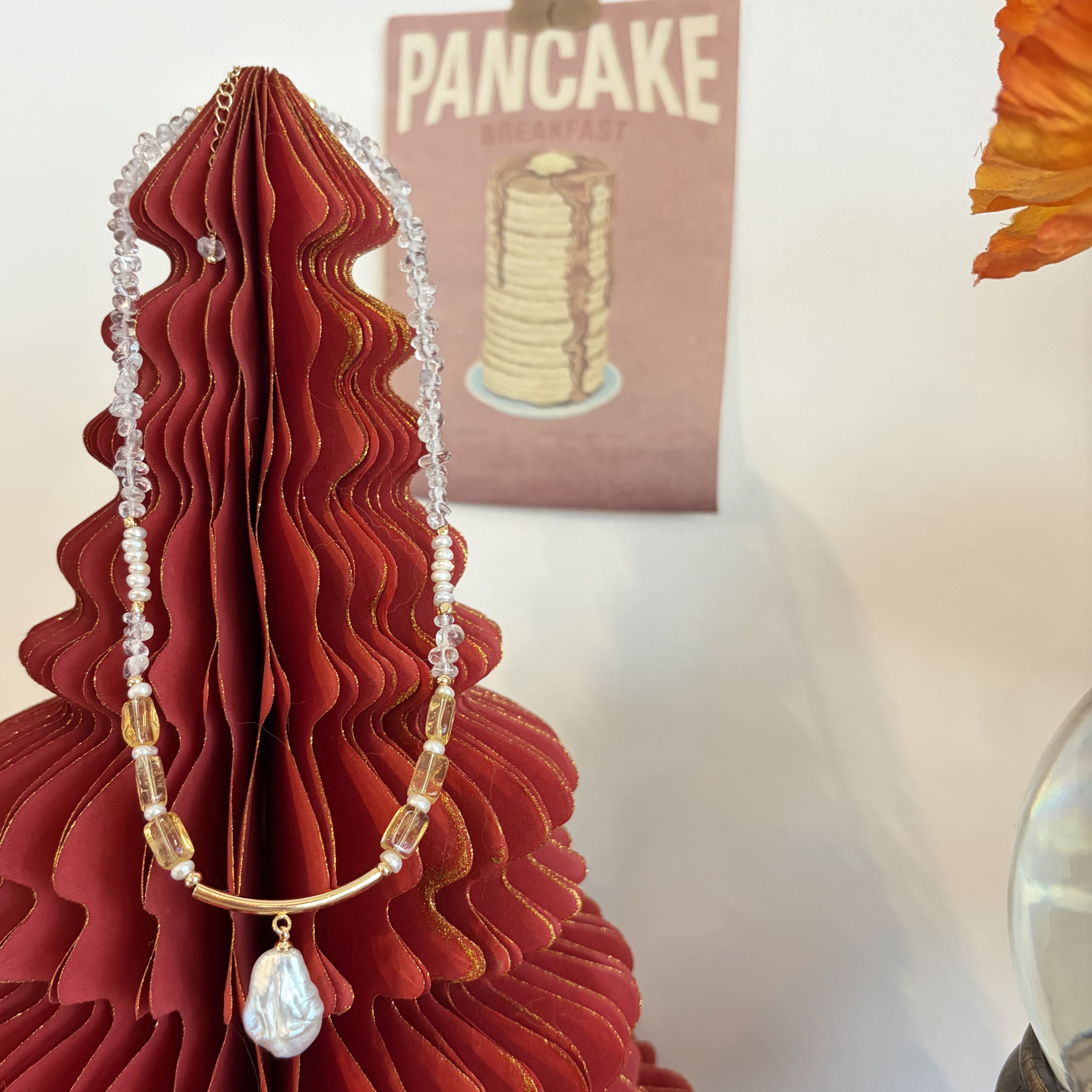 One of a Kind Endless Summer Bloom Necklace Handmade Clear Quartz Citrine and Pearls Necklace 
